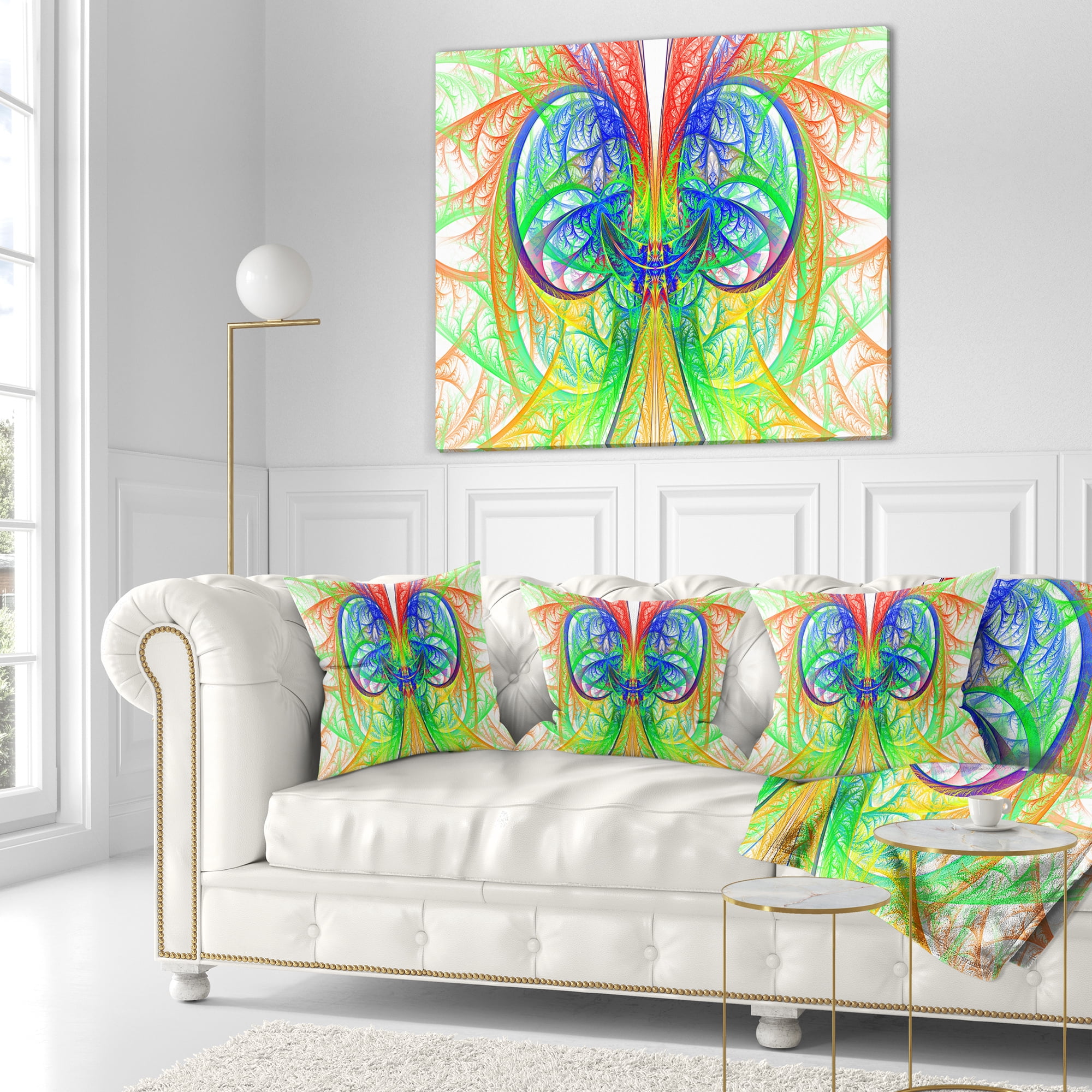 Designart Extraordinary Fractal Green Design - Abstract Throw Pillow - 18x18
