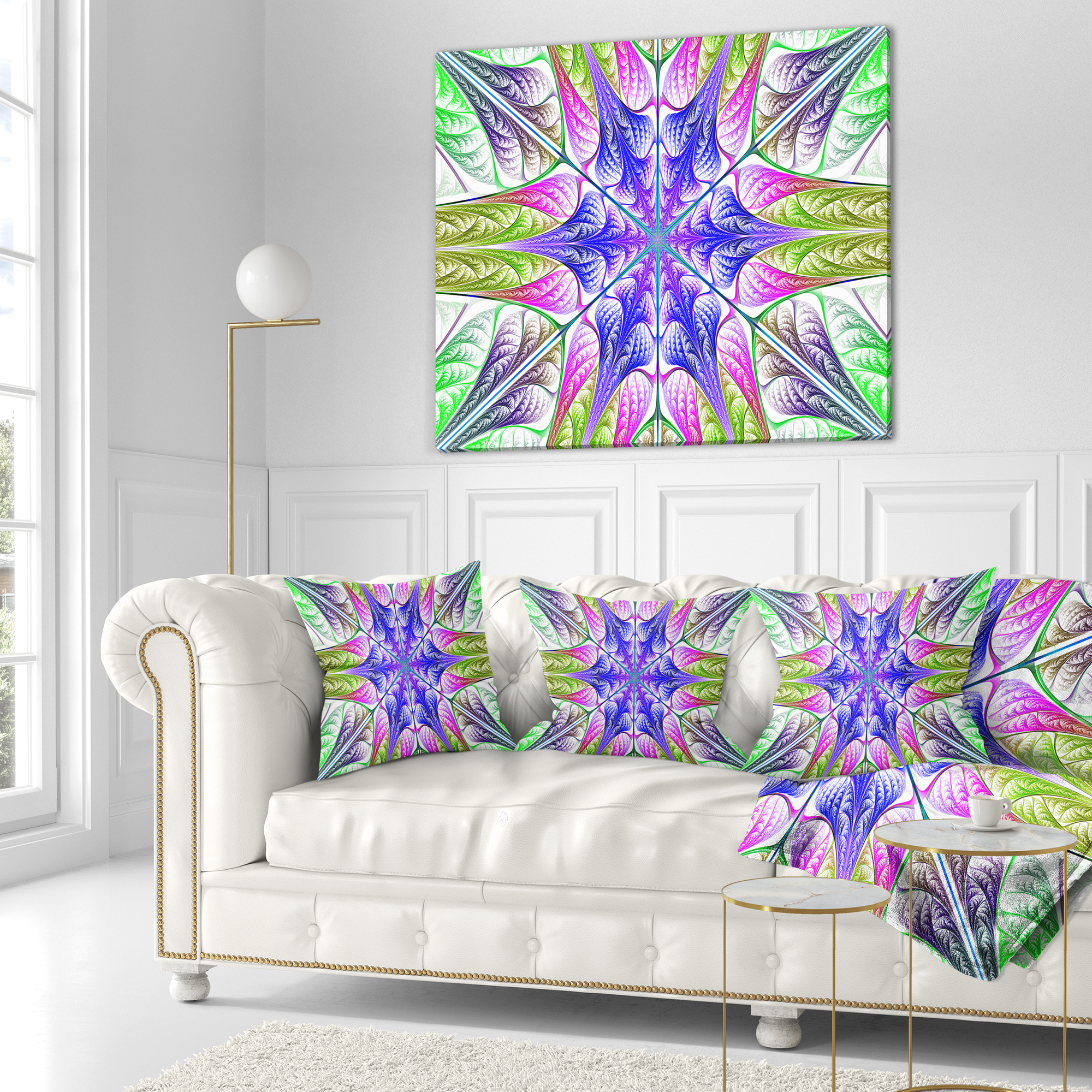 Designart Extraordinary Fractal Light Green Art - Abstract Throw Pillow - 16x16