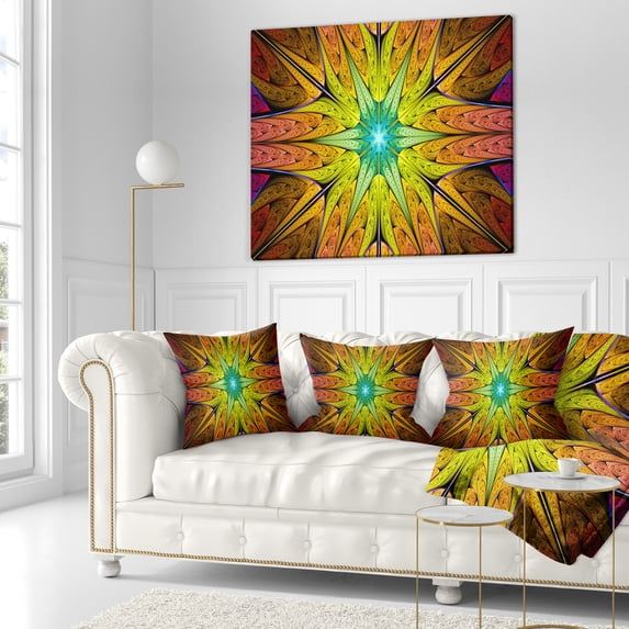 Designart Extraordinary Fractal Yellow Design - Abstract Throw Pillow - 16x16