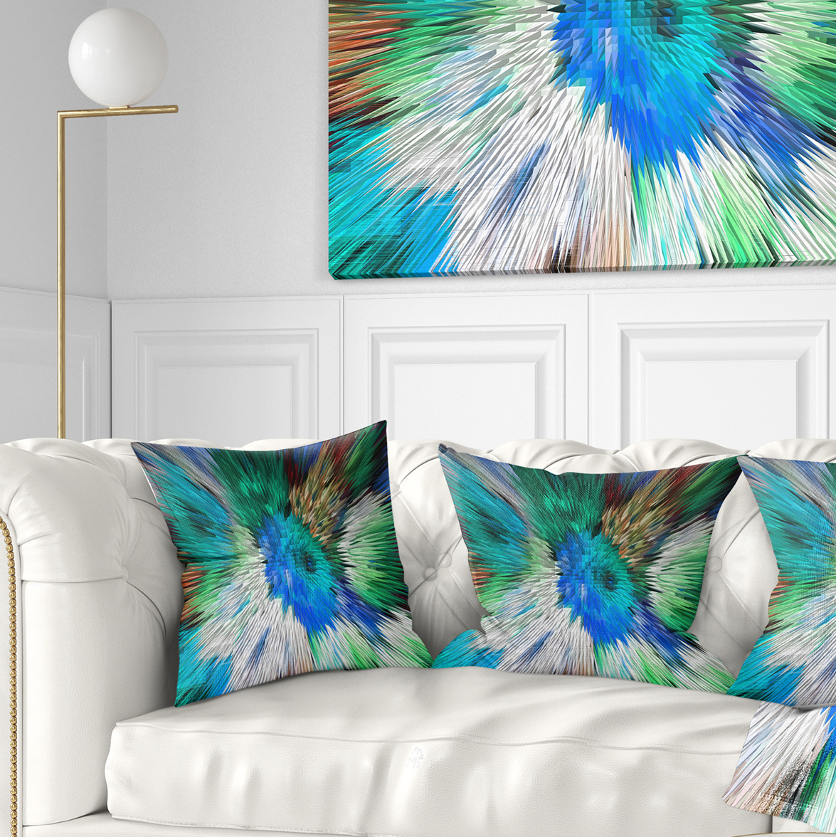Designart Extrusive 3D Fabric Flowers Blue - Floral Throw Pillow - 18x18