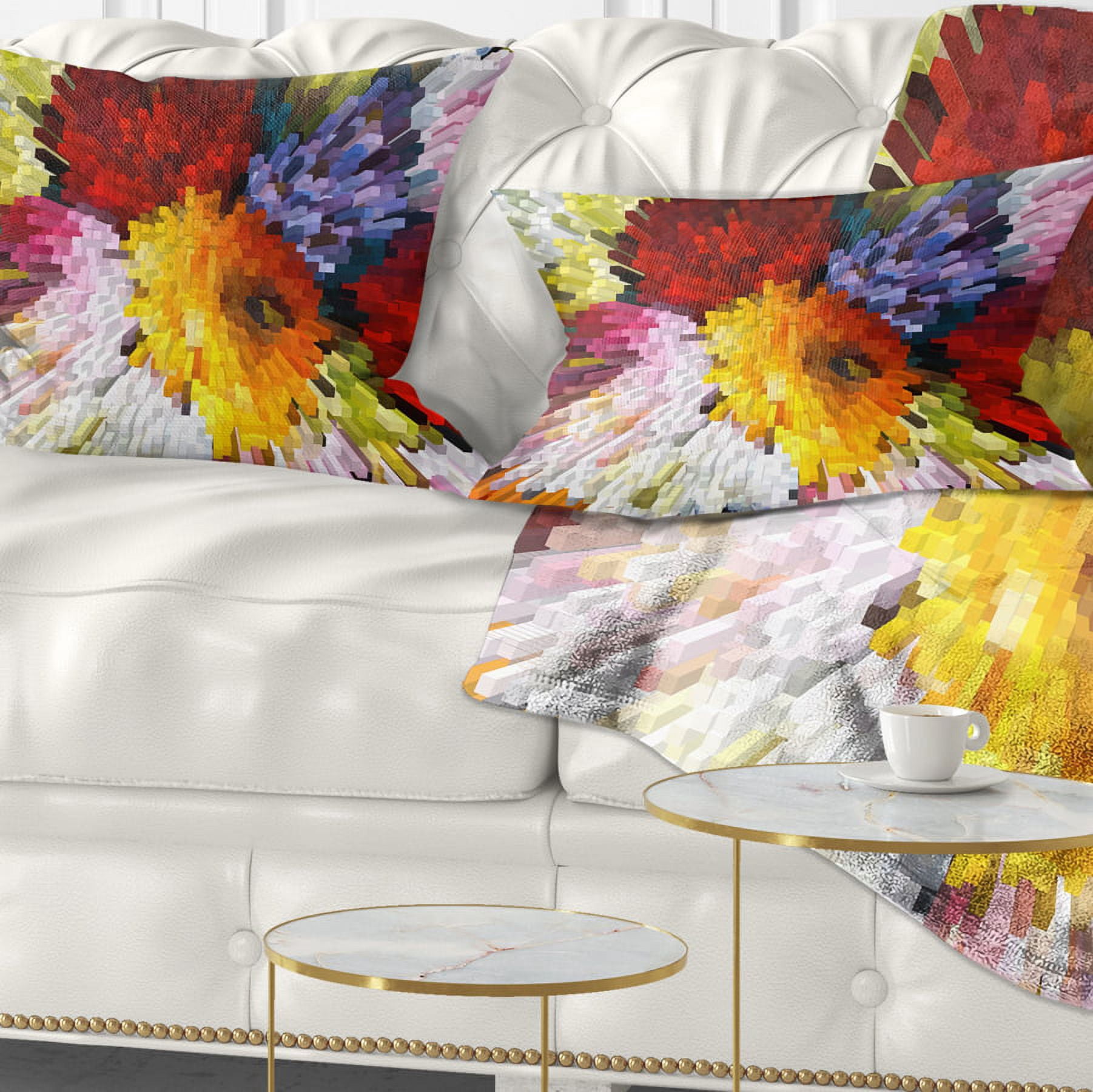 Designart Extrusive 3D Fabric Flowers - Floral Throw Pillow - 12x20