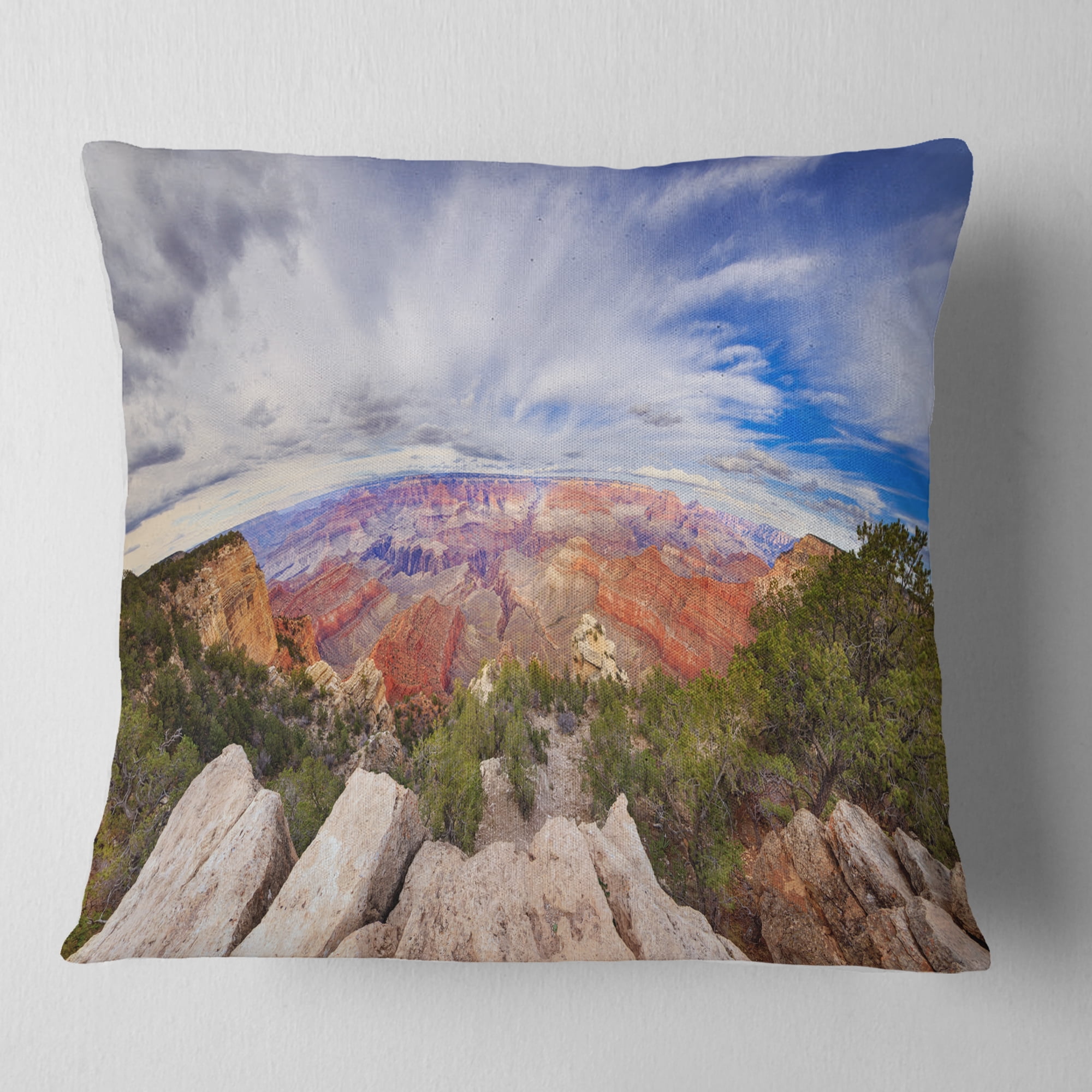 Designart Eye Looking at the Grand Canyon - Landscape Printed Throw Pillow - 16x16