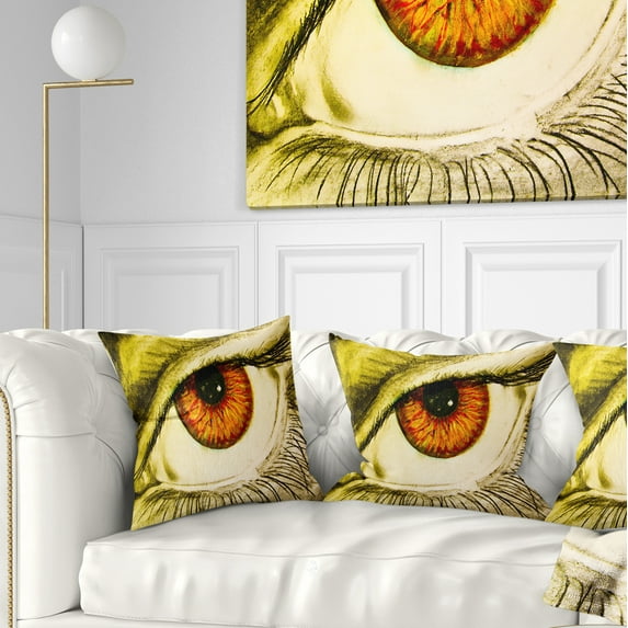 Designart Eye with Orange Pupil - Contemporary Painting Throw Pillow - 16x16