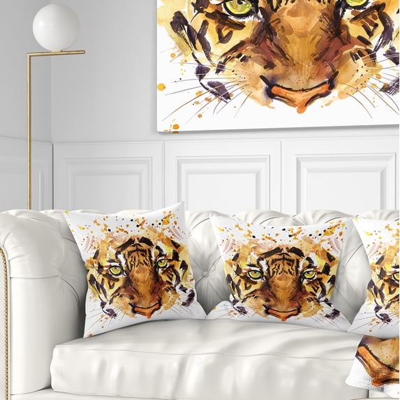 Designart Eyes with Fire - Animal Throw Pillow - 16x16