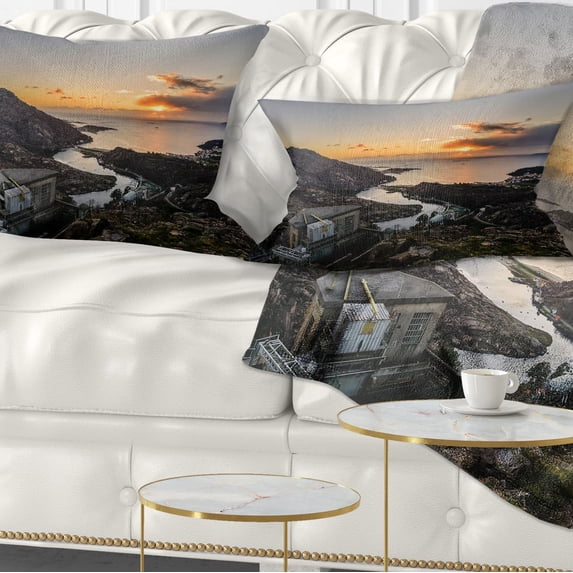 Designart Ezaro Panorama Galicia Spain - Landscape Printed Throw Pillow - 12x20