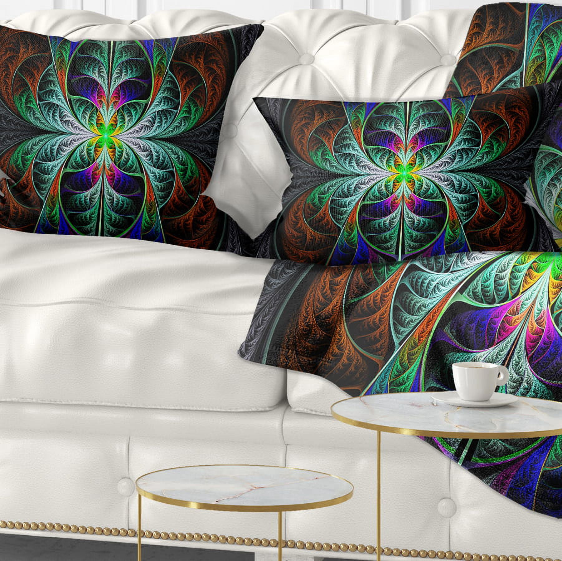 Designart Fabulous Blue Fractal Texture - Abstract Throw Pillow - 12x20