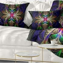 Designart Fabulous Multi Color Fractal Art - Abstract Throw Pillow - 12x20