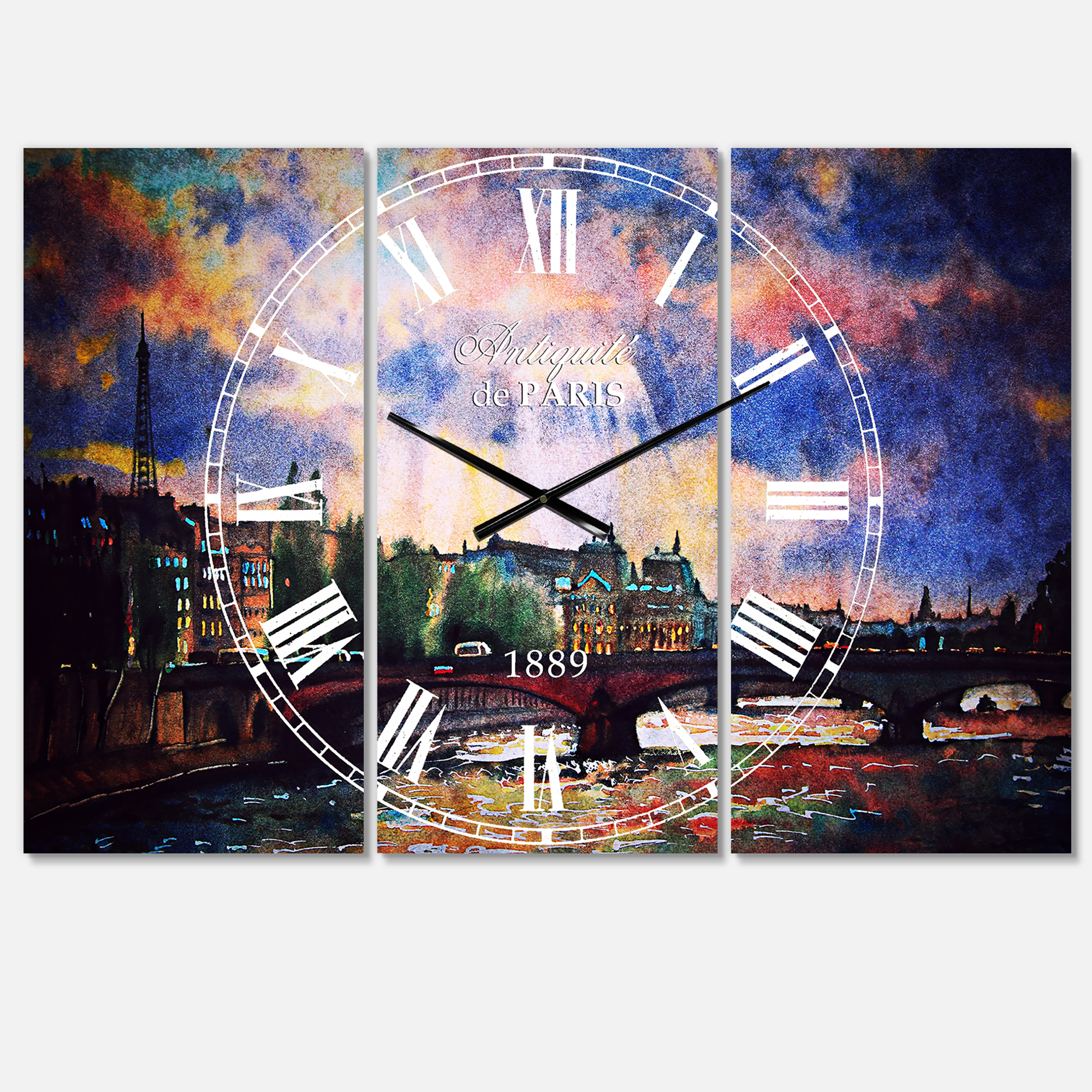 Designart 'Fabulous Paris City Watercolor' Mediterranean Wall Clock