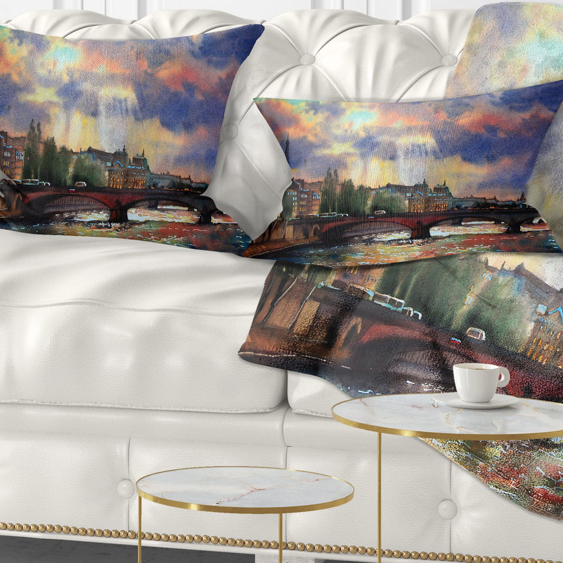 Designart Fabulous Paris City Watercolor - Photography Throw Pillow - 12x20