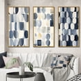 thumbnail image 1 of Designart "Faded Retro Blue Circle Matrix Watercolor II" Modern Geometric Framed Wall Art Set Of 3 - White Abstract Frame Gallery Set For Office Decor, 1 of 7