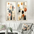thumbnail image 1 of Designart "Faded Retro Circles Minimal Geometry" Modern Midcentury Framed Wall Art Set Of 2 - Mid-Century Multicolor Frame Gallery Set For Office Decor, 1 of 6