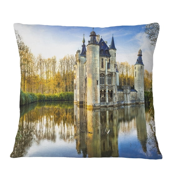 Designart Fairytale Medieval Castles - Landscape Printed Throw Pillow - 16x16
