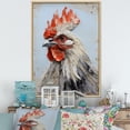 thumbnail image 1 of Designart "Faithful Rooster Depiction I" Animals Rooster Floater Framed Wall Art Living Room, 1 of 5