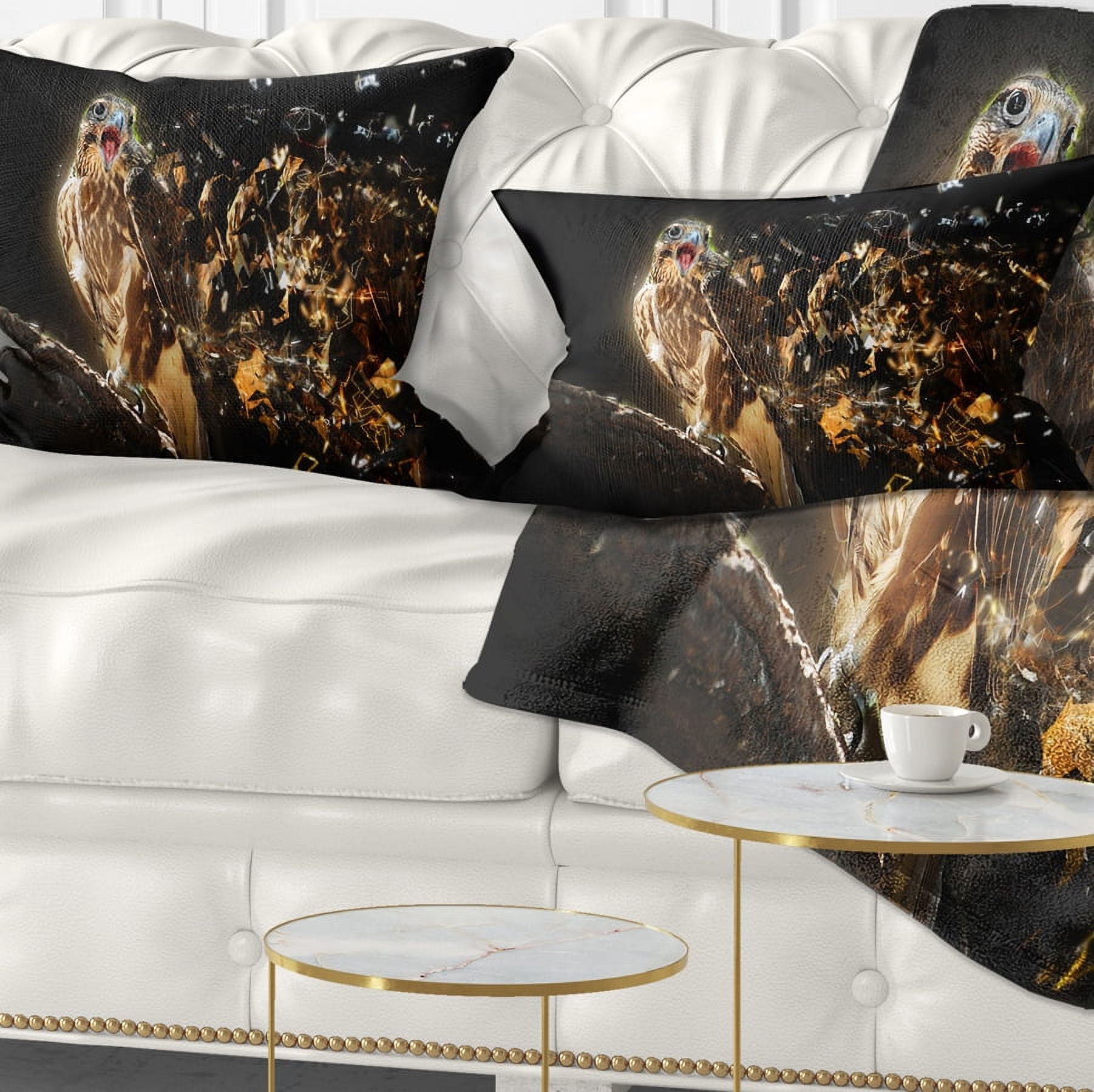 Designart Falcon with Open Beak - Animal Throw Pillow - 12x20
