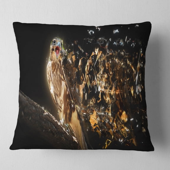 Designart Falcon with Open Beak - Animal Throw Pillow - 16x16