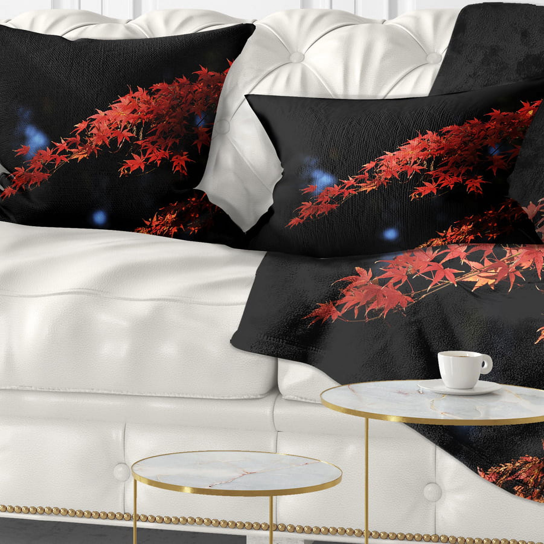 Designart Fall Foliage of Maple Leaves - Abstract Throw Pillow - 12x20