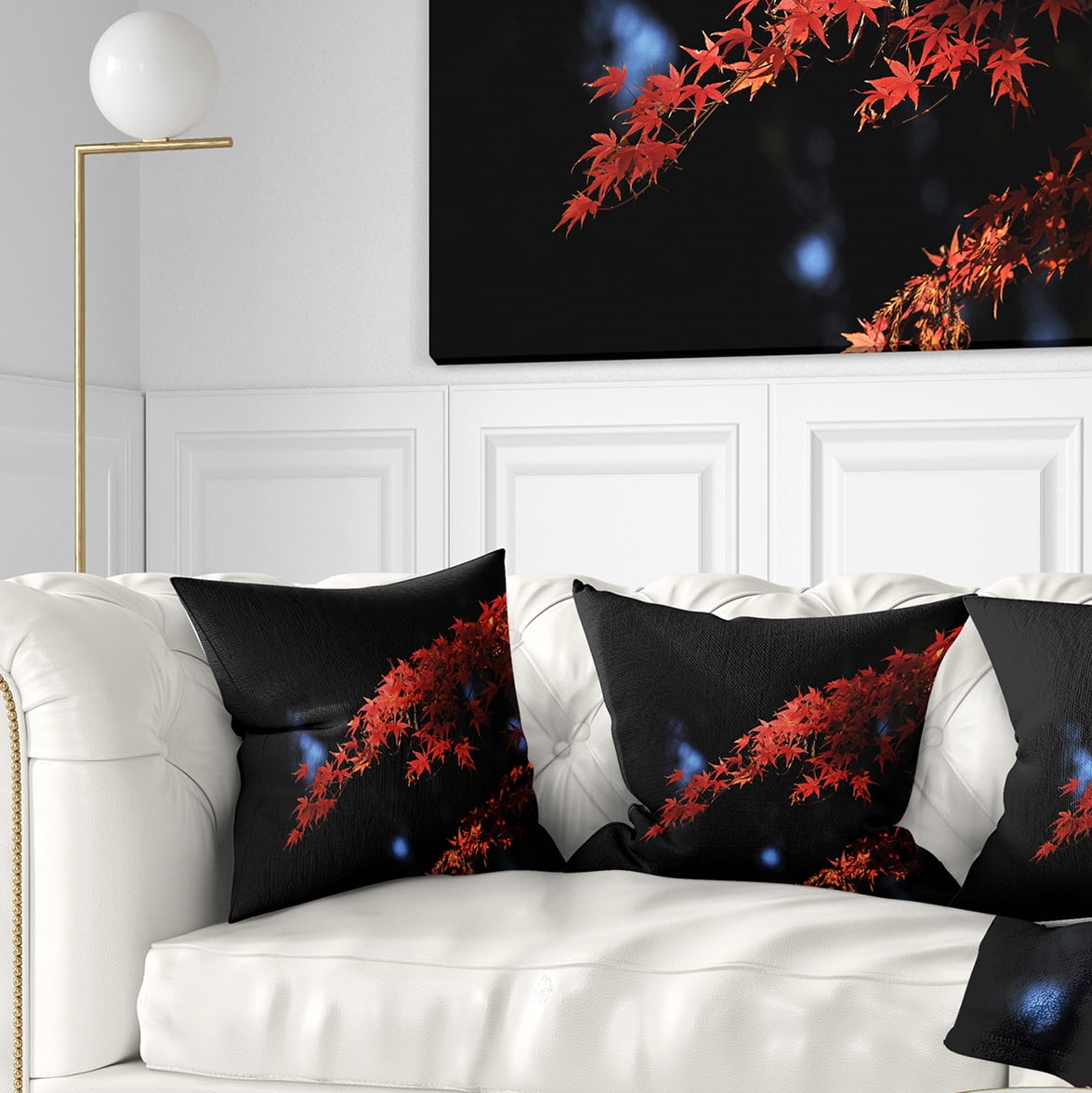 Designart Fall Foliage of Maple Leaves - Abstract Throw Pillow - 16x16