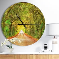 Designart 'Fall Greenery and Road Straight Ahead ' Farmhouse wall clock