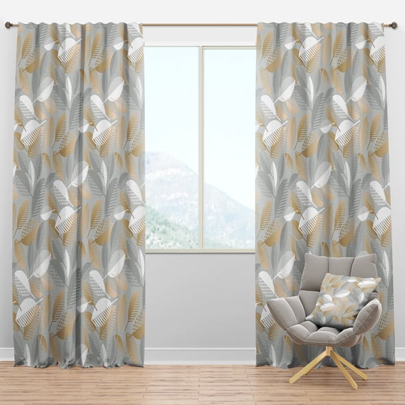 Designart 'Fall Leaves Pattern Luxury Geometric ' Mid-Century Modern Blackout Curtain Panel