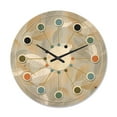 thumbnail image 1 of Designart 'Fall Leaves Pattern Luxury Geometric ' Mid-Century Modern Wood Wall Clock, 1 of 5