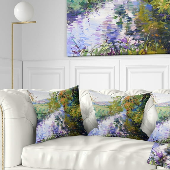 Designart Fall in Amazing Colors - Landscape Painting Throw Pillow - 18x18