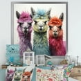 thumbnail image 1 of Designart "Family Portrait of Cheerful Alpacas III" Animals Framed Wall Art Decor - Modern Blue Parrot Bedroom Framed Canvas Wall Art, 1 of 6