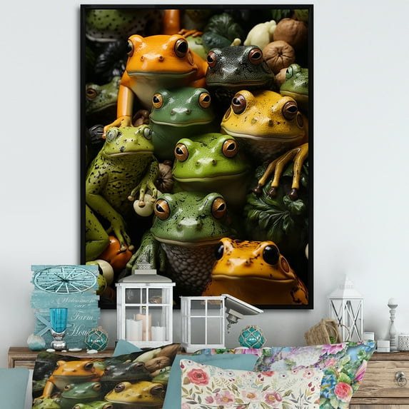 Designart "Family of Toads" Animals Floater Framed Canvas Print