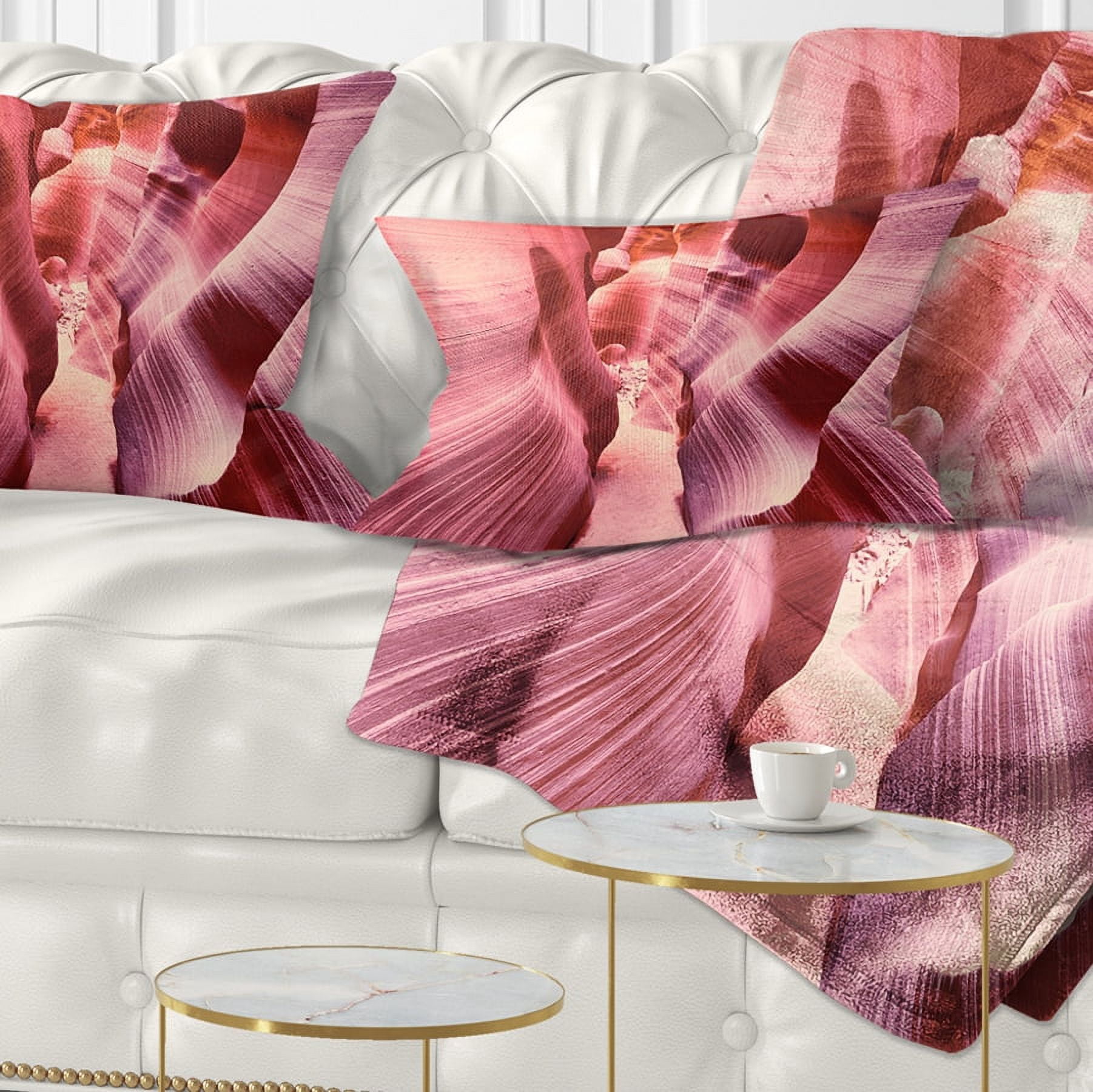 Designart Famous Antelope Canyon - Landscape Photo Throw Pillow - 12x20