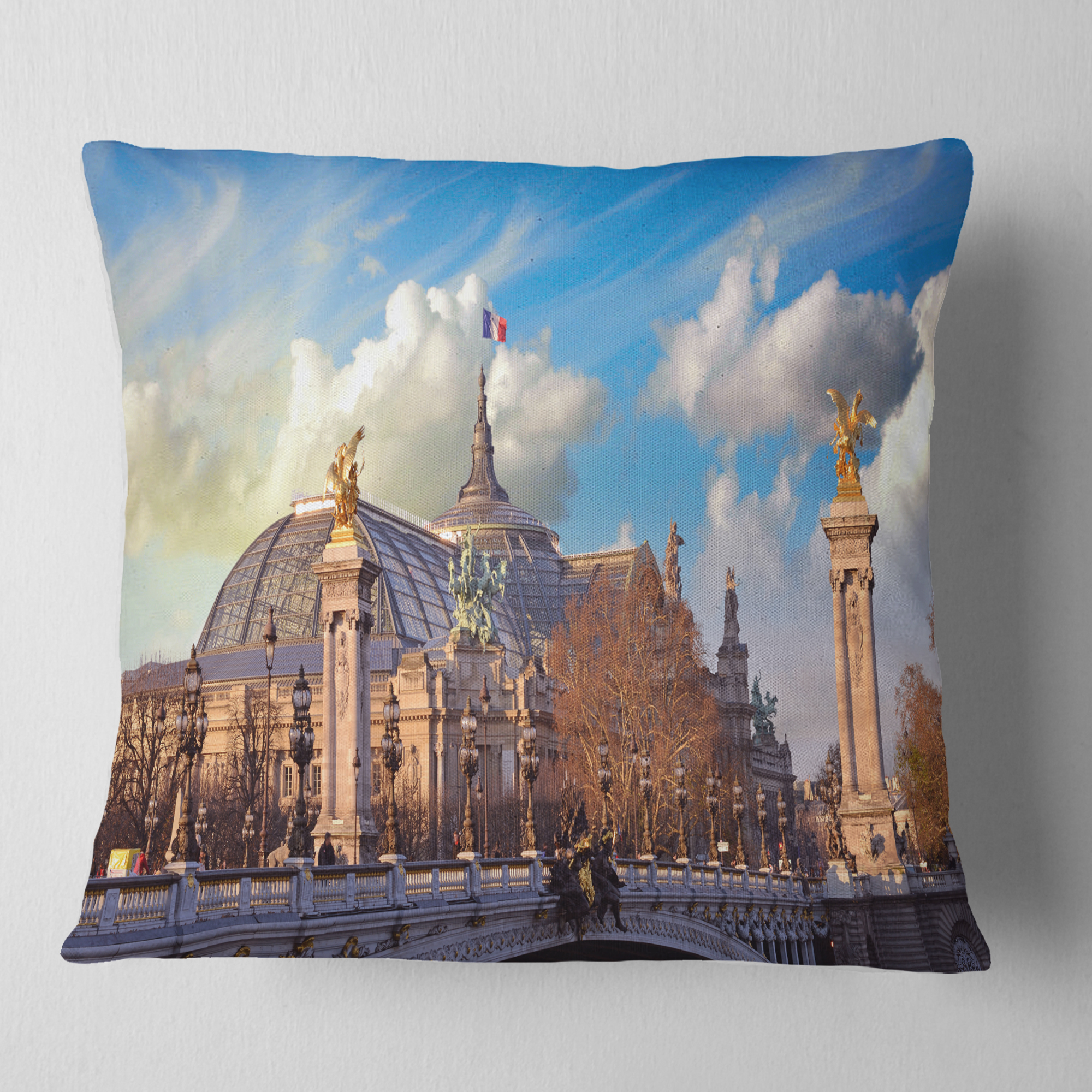 Designart Famous Great Palace in Paris - Modern Cityscape Throw Pillow - 18x18