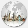 thumbnail image 1 of Designart Famous Monuments Across World' Circle Metal Wall Art, 1 of 5