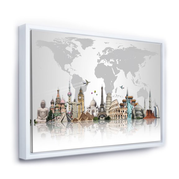 Designart ' Famous Monuments Across World ' Framed Canvas Art Print