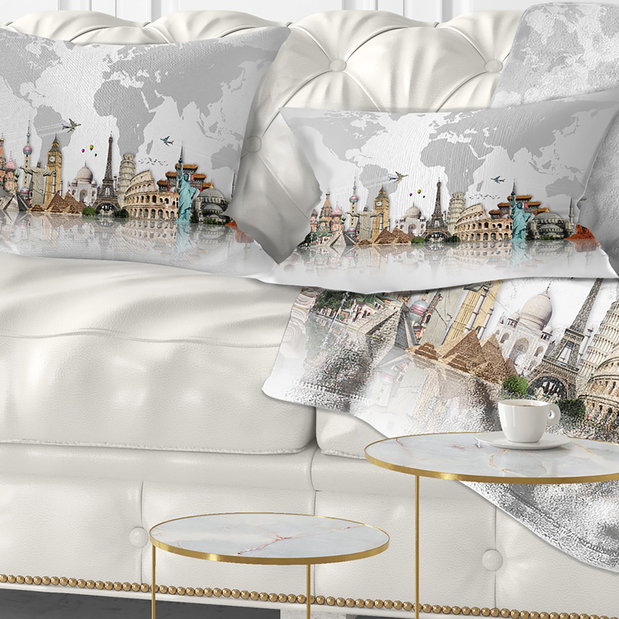Designart Famous Monuments Across World - Throw Pillow - 12x20