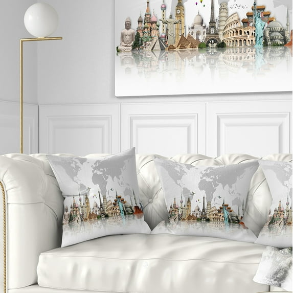 Designart Famous Monuments Across World - Throw Pillow - 18x18