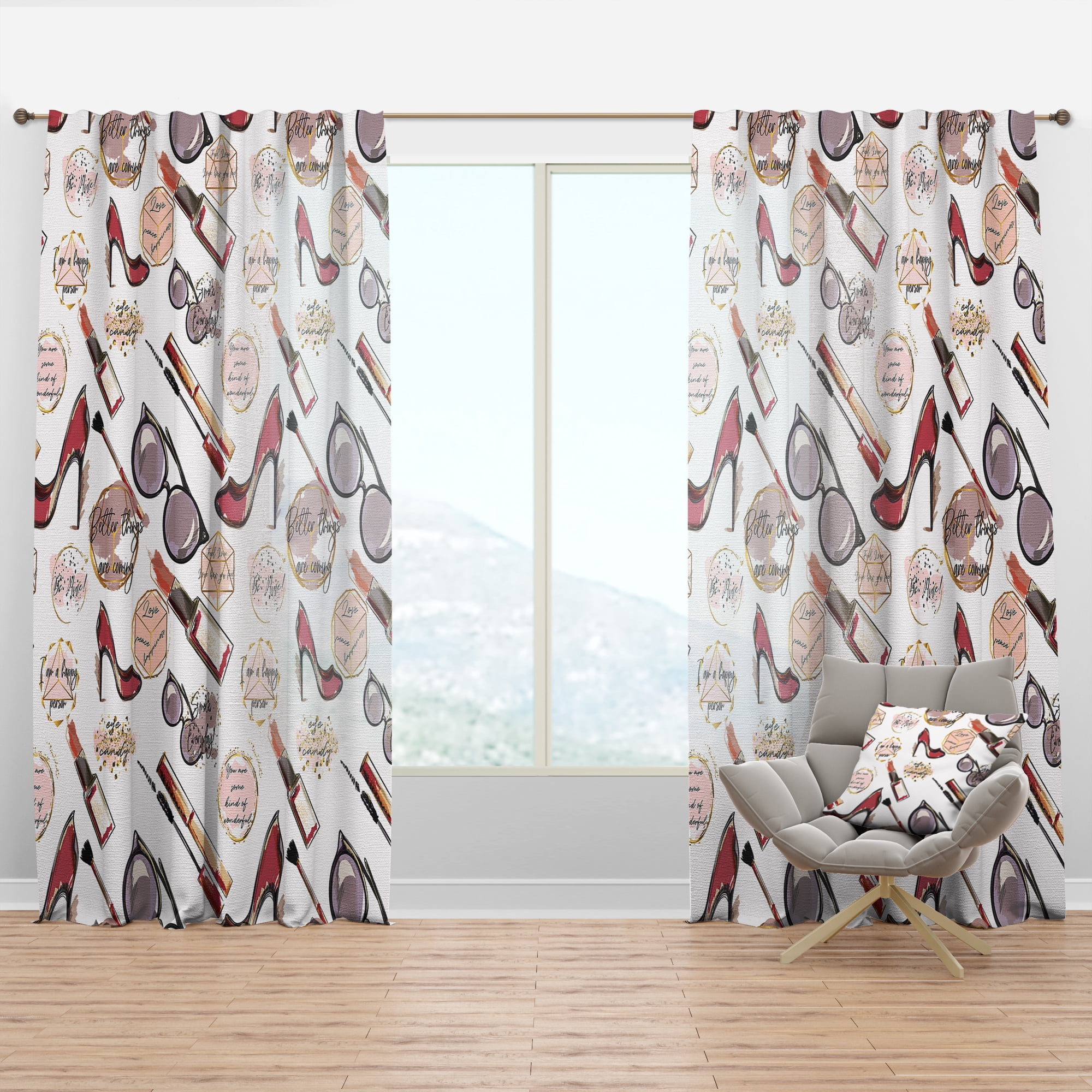 Designart 'Fancy Happy Woman Makeup' Modern Curtain Panel