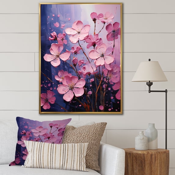 Designart "Fantasia In Neon" Violets Floater Framed Canvas Prints
