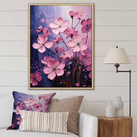 Designart "Fantasia In Neon" Violets Floater Framed Canvas Prints