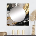 thumbnail image 1 of Designart "Fantasies Of Prosperity Black And Gold I" Abstract Painting Square Mirror For Wall Decor - Large Gold Square Printed Wall Mirror Art - Wall Mounted Square Large Mirror, 1 of 5