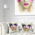 thumbnail image 1 of Designart Fantast Woman with Blue Flowers - Abstract Portrait Throw Pillow - 16x16, 1 of 5