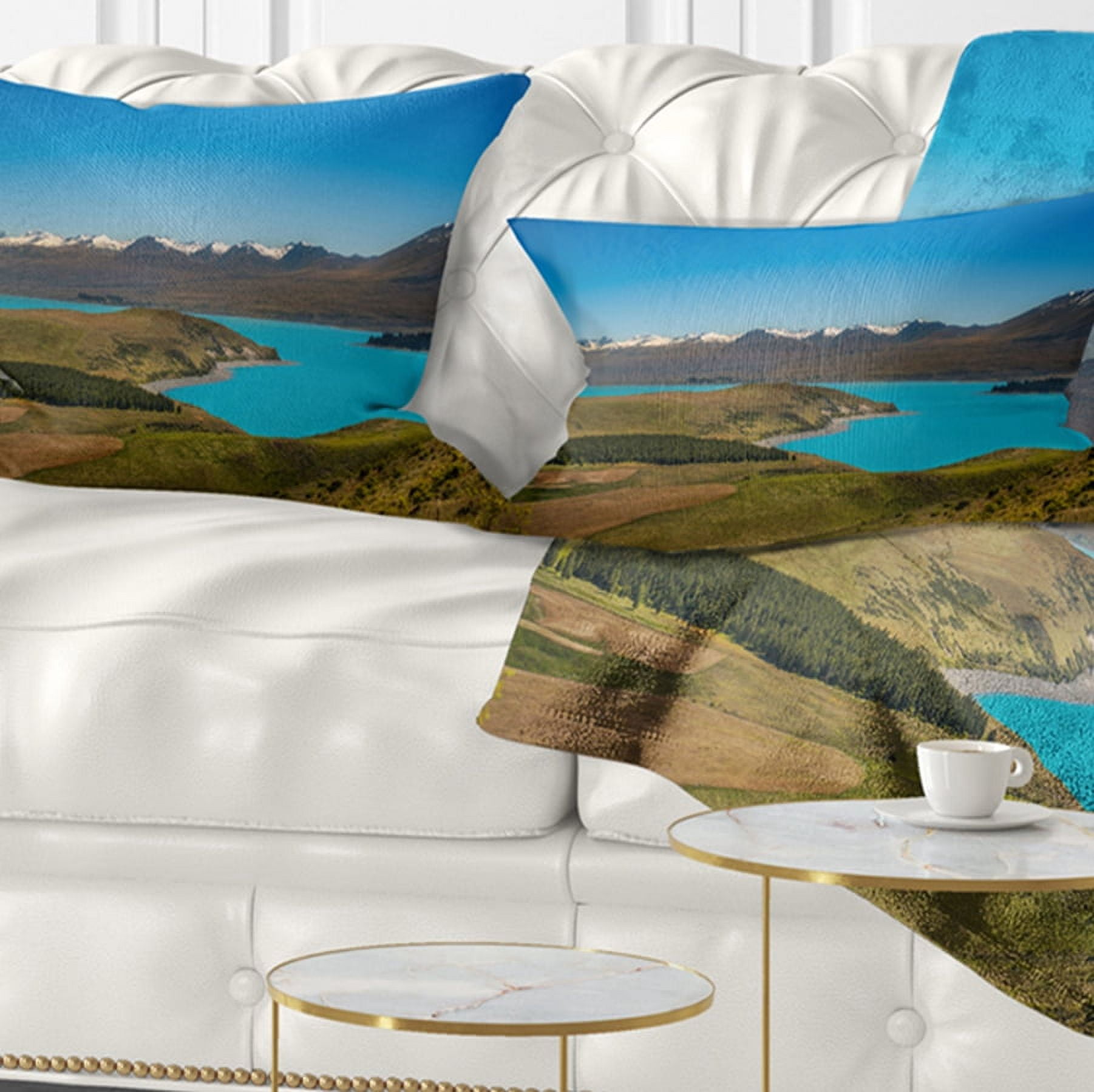 Designart Fantastic Calm Landscape of New Zealand - Landscape Printed Throw Pillow - 12x20