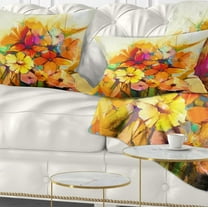 Designart Fantastic Colorful Gerbera Flowers - Floral Throw Pillow - 12x20