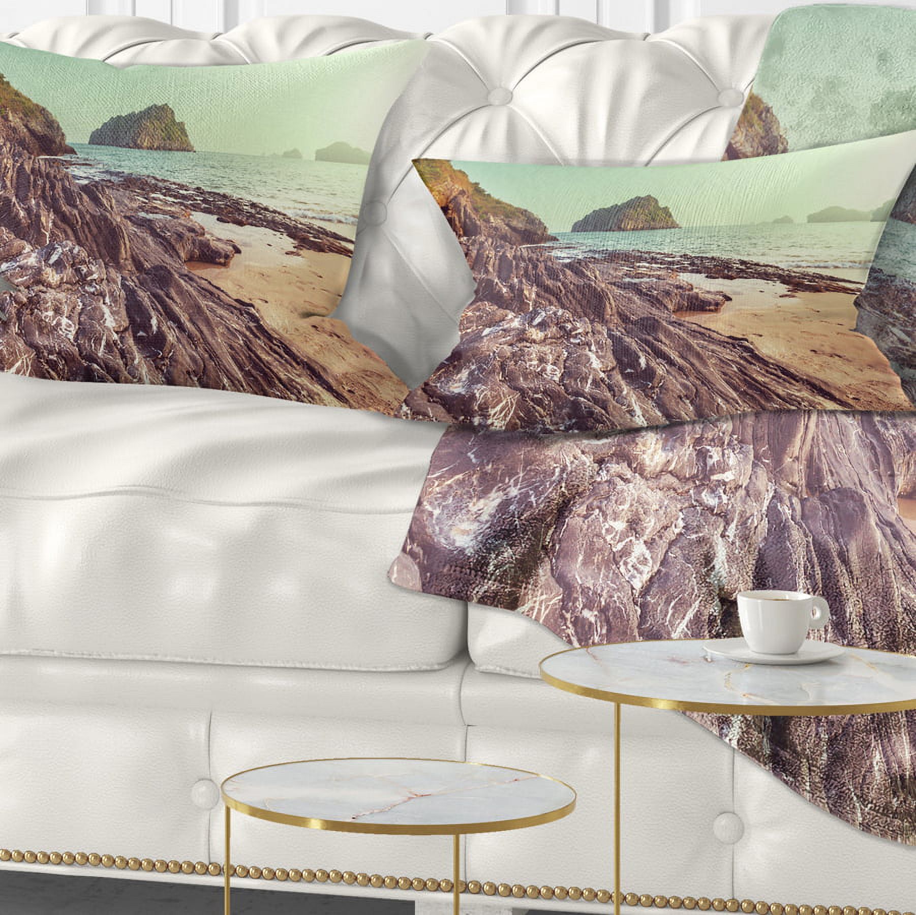 Designart Fantastic Halong Bay Vietnam - Seashore Throw Pillow - 12x20