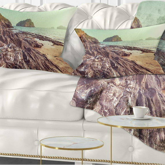Designart Fantastic Halong Bay Vietnam - Seashore Throw Pillow - 12x20