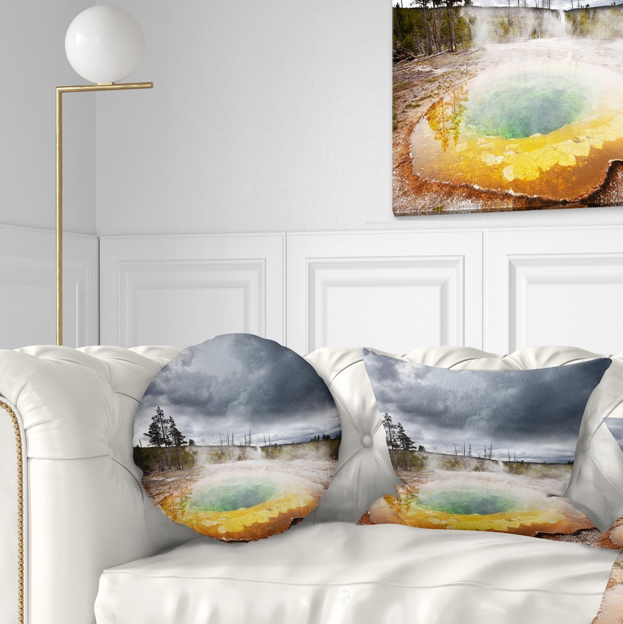 Designart Fantastic Morning Glory Pool - Landscape Printed Throw Pillow - 12x20
