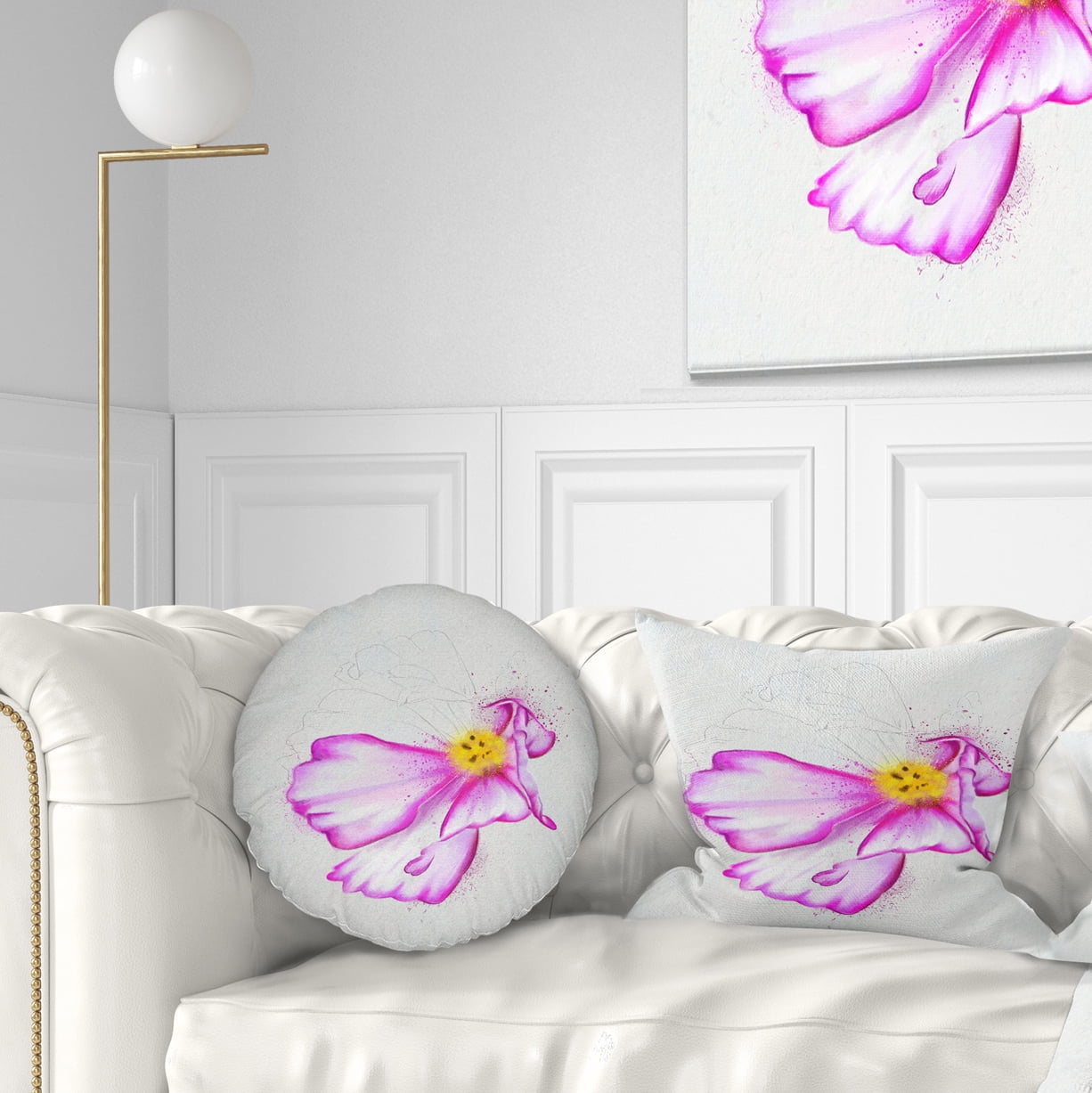 Designart Fantastic Pink Flower Watercolor - Floral Throw Pillow - 12x20