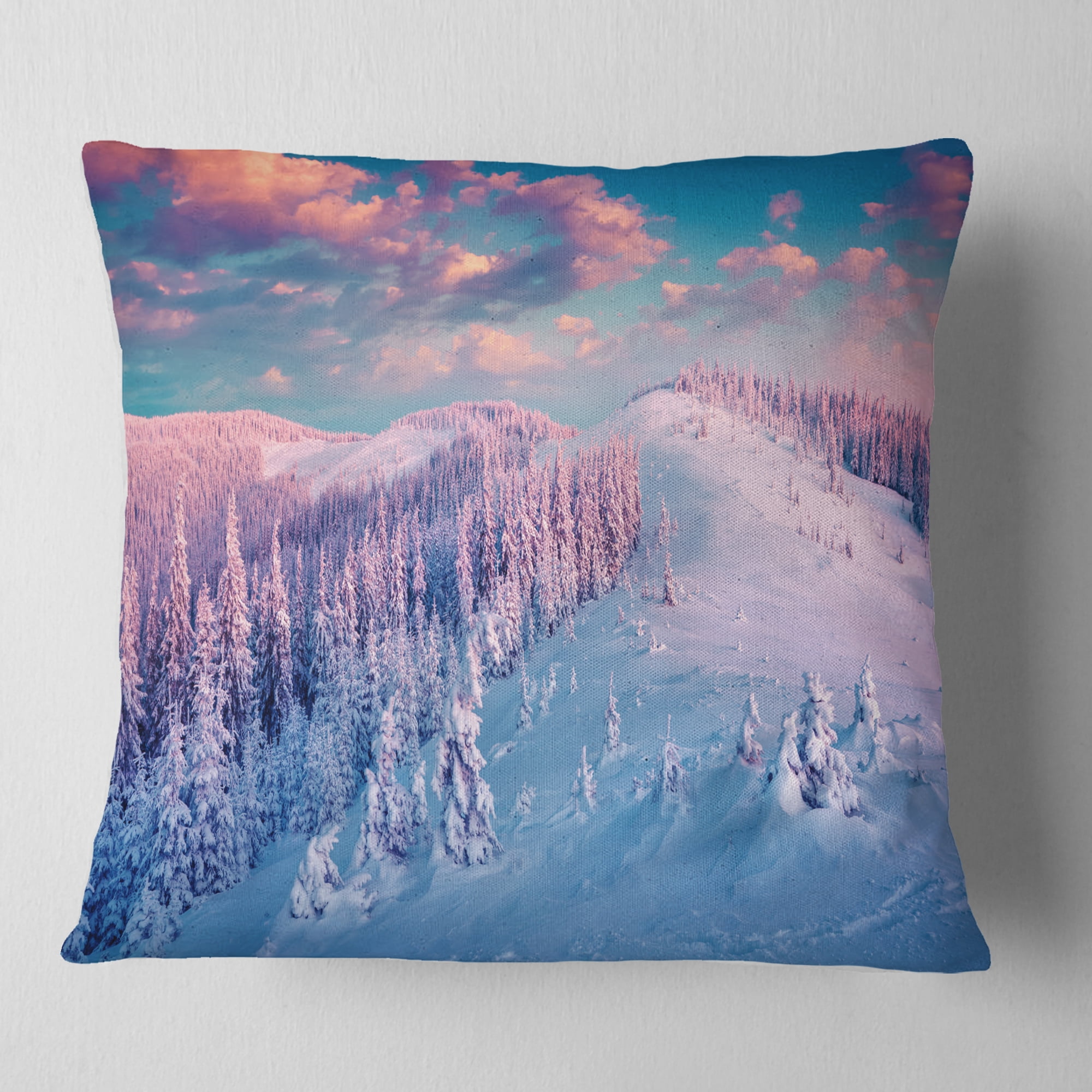 Designart Fantastic Sunrise over the Carpathians - Landscape Printed Throw Pillow - 16x16