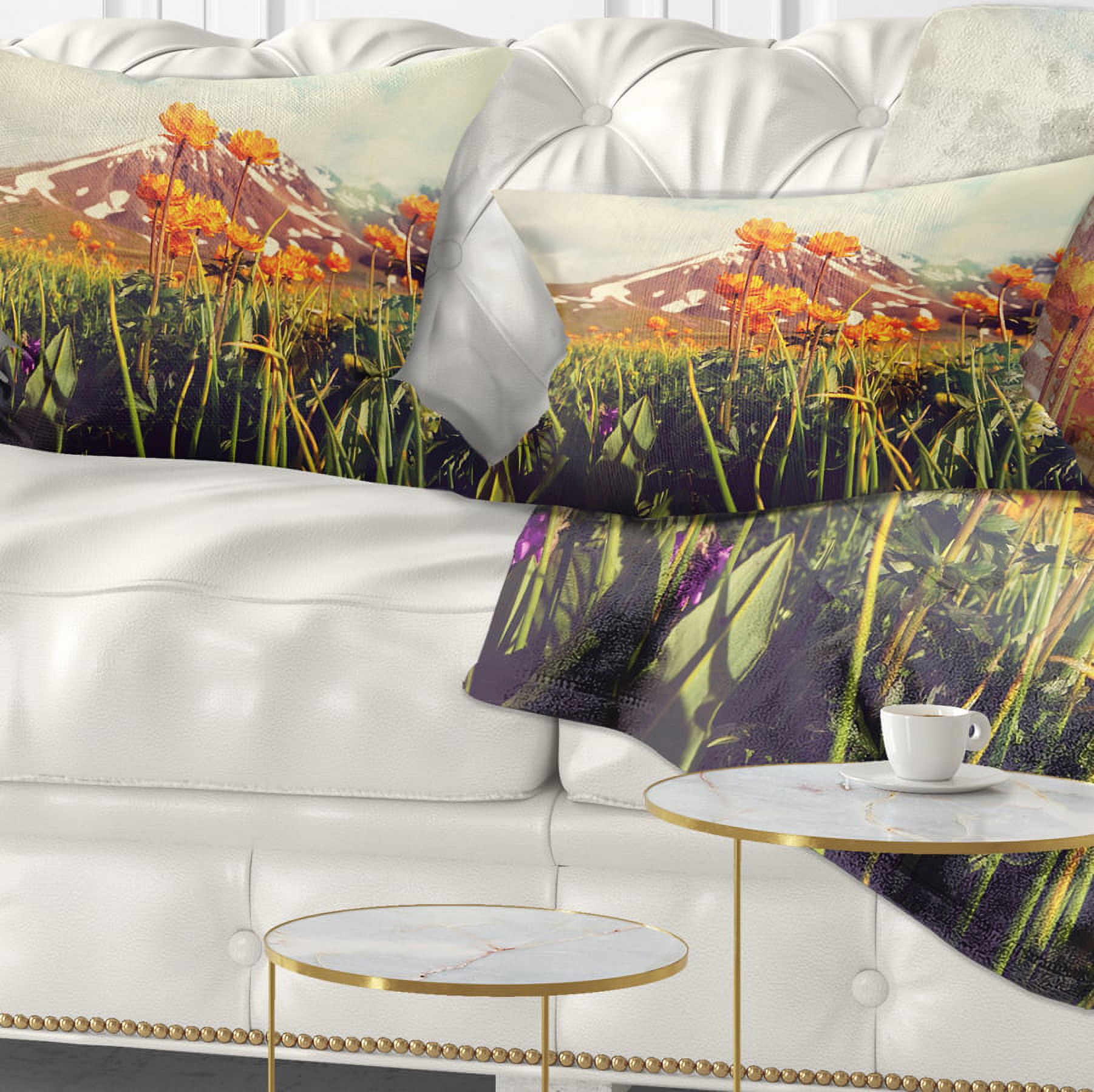 Designart Fantastic Yellow Flowers in Meadow - Flower Throw Pillow - 12x20