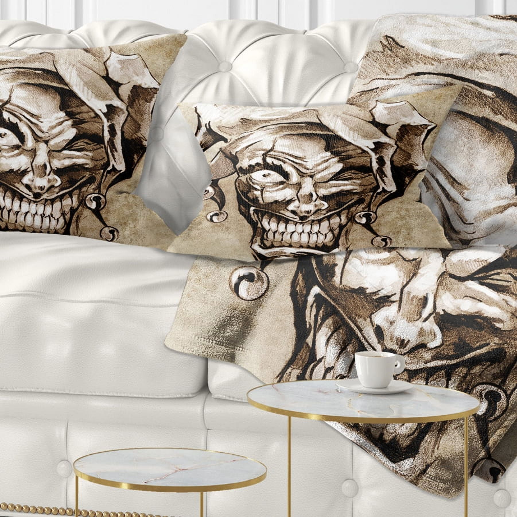 Designart Fantasy Clown Joker - Abstract Portrait Throw Pillow - 12x20