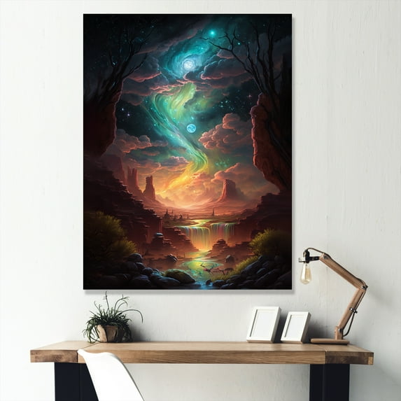 Designart "Fantasy Desert Dunes Landscape III" Landscape Desert Wall Art For Bathroom