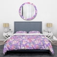 thumbnail image 1 of Designart 'Fantasy Flowers In Purple' Mid-Century Modern Duvet Cover Set, 1 of 4