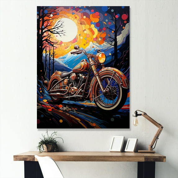 Designart "Fantasy Journey On A Motorcycle I" Motorcycle Wall Decor